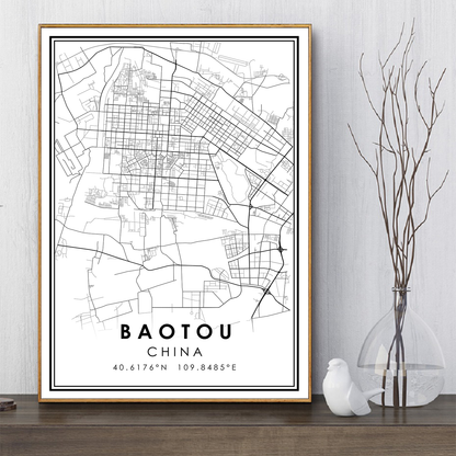 Quadro Mappa Città Cinesi