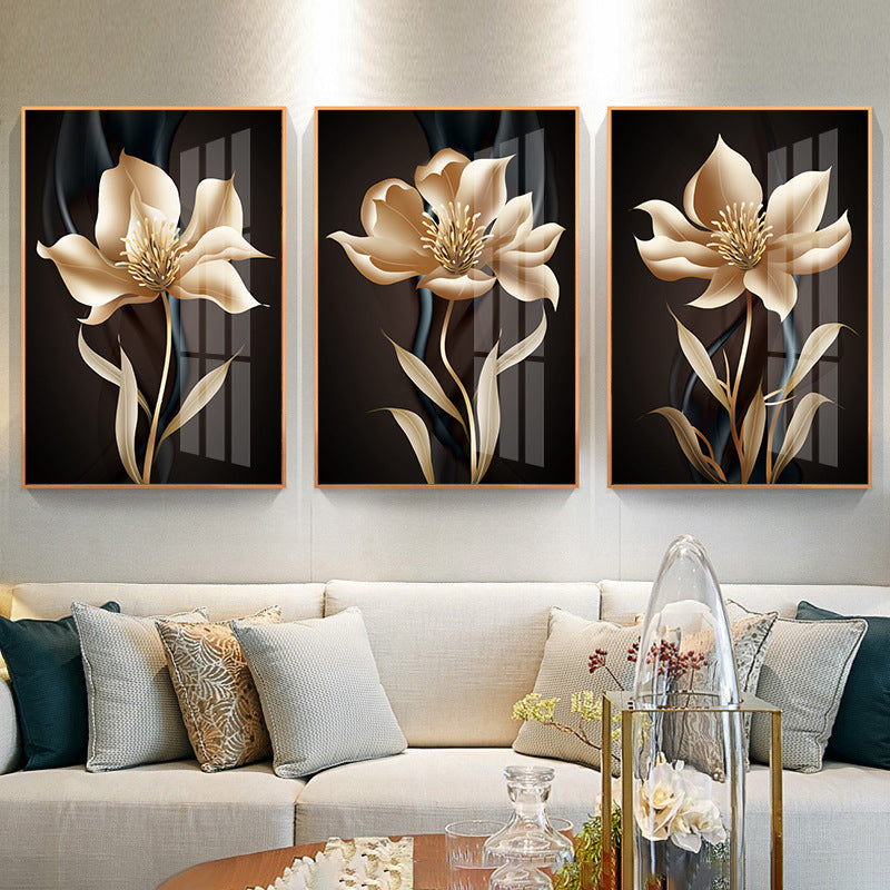 Quadro fiori oro nero