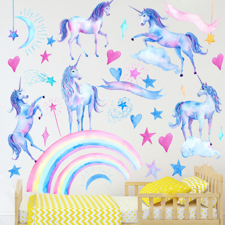 Adesivo murale unicorno e stelle