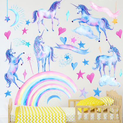 Adesivo murale unicorno e stelle