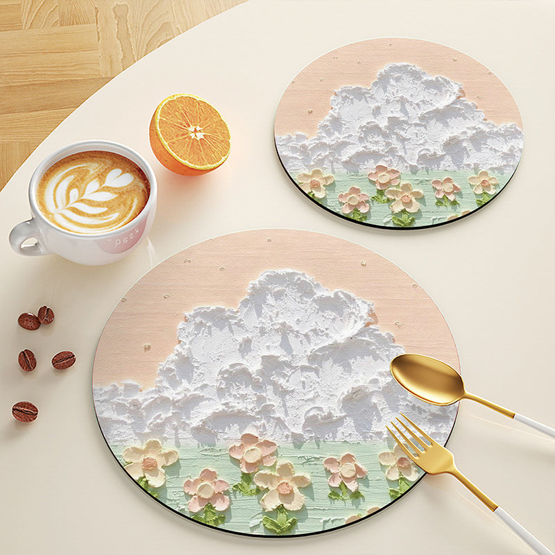 Sottobicchiere verde con peonie bianche