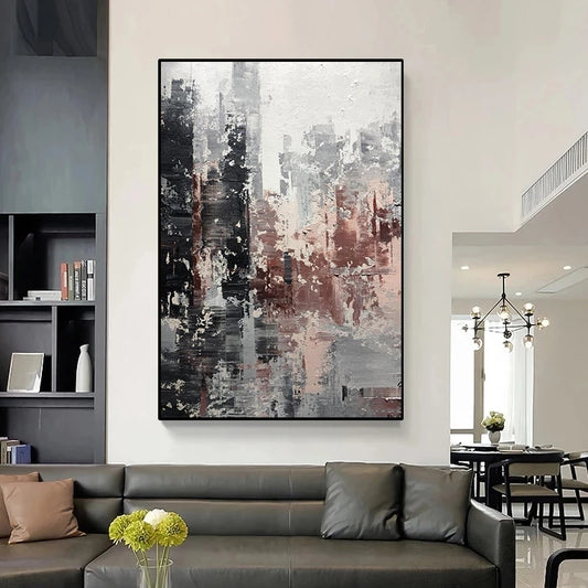 Quadro su tela Skyline urbano grigio rosa sfumato