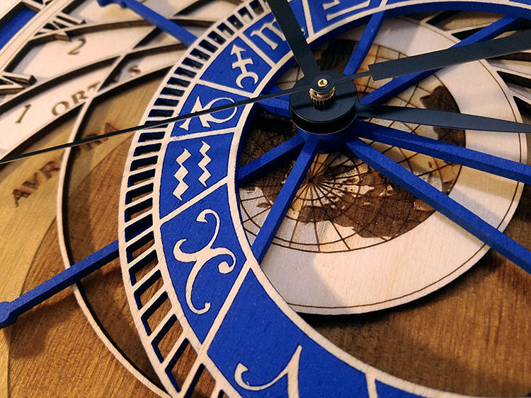Orologio da parete Zodiaco blu dorato