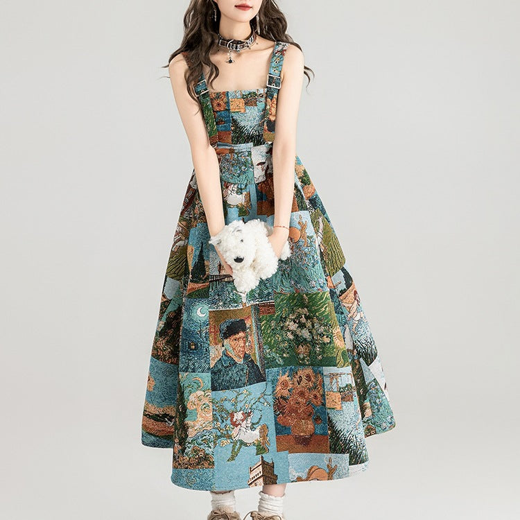 Vestito jacquard con spallina