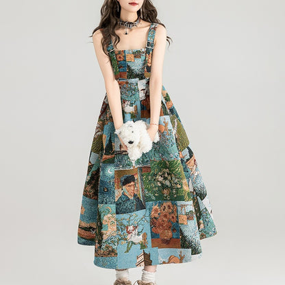 Vestito jacquard con spallina