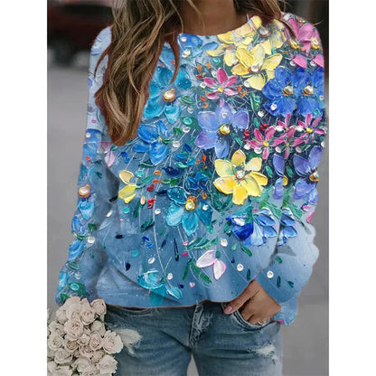 Top fiori stampa dipinto