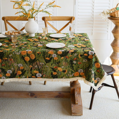Tovaglia fiori cotone-lino