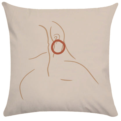 Copricuscino beige stampa motivi astratti