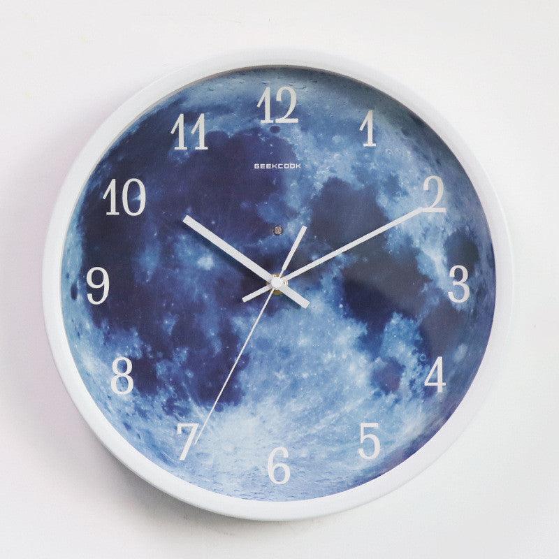 Orologio da parete Luna neon blu