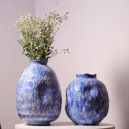 Vaso Ceramica Fiori Blu