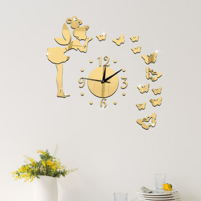 Orologio da parete Donna con farfalle dorata