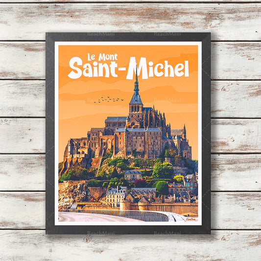 Quadro su tela Mont-Saint-Michel al tramonto