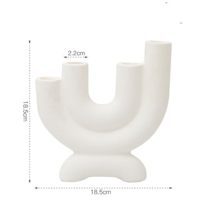 Portacandela in ceramica bianca