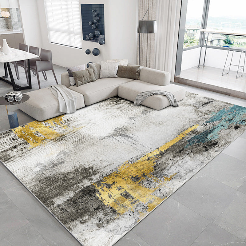 Tappeto geometrico grigio e nero con