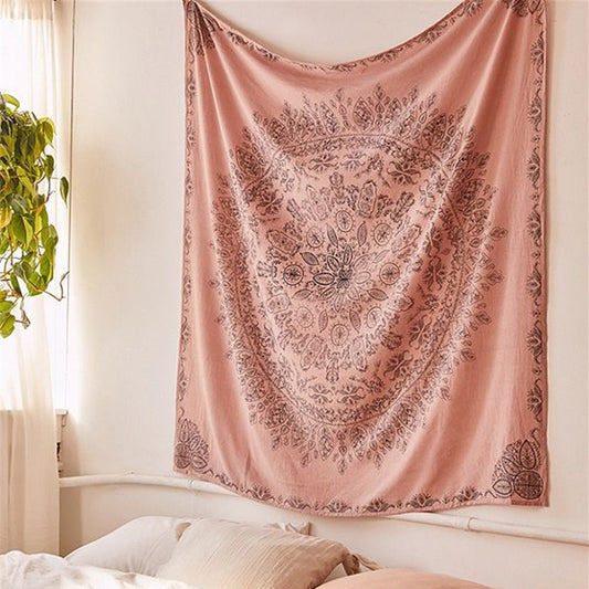 Arazzo Mandala blu fiori angoli
