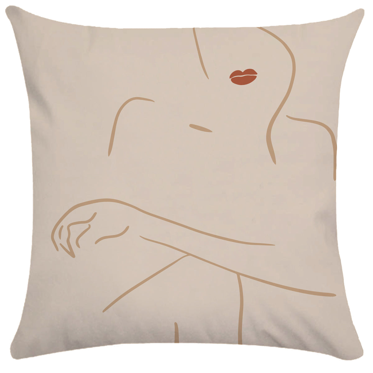 Copricuscino beige stampa motivi astratti