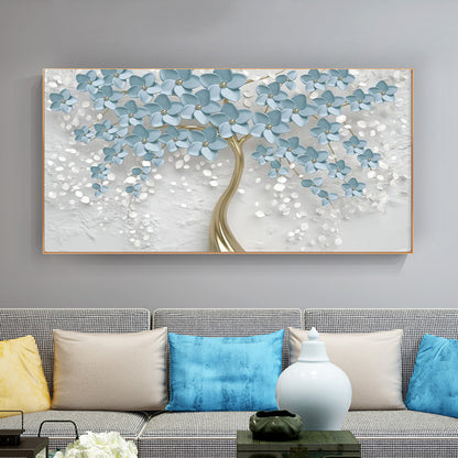 Adesivo murale Albero bianco e oro con foglie