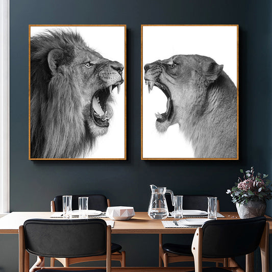 Quadro su tela Leoni che ruggono