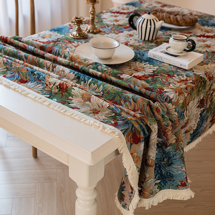 Tovaglia fiori cotone-lino