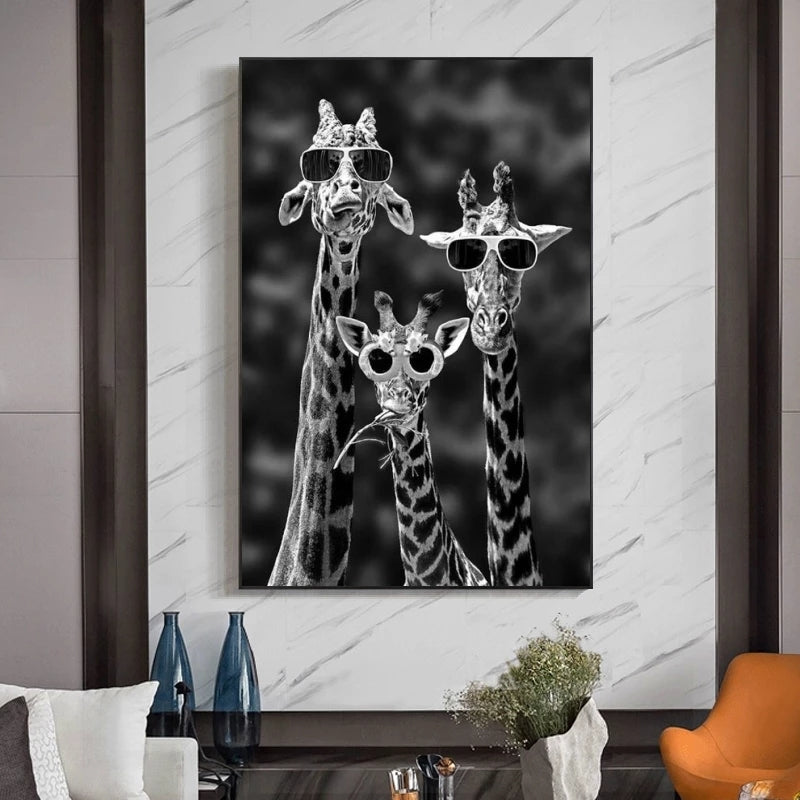 Quadro giraffe occhiali