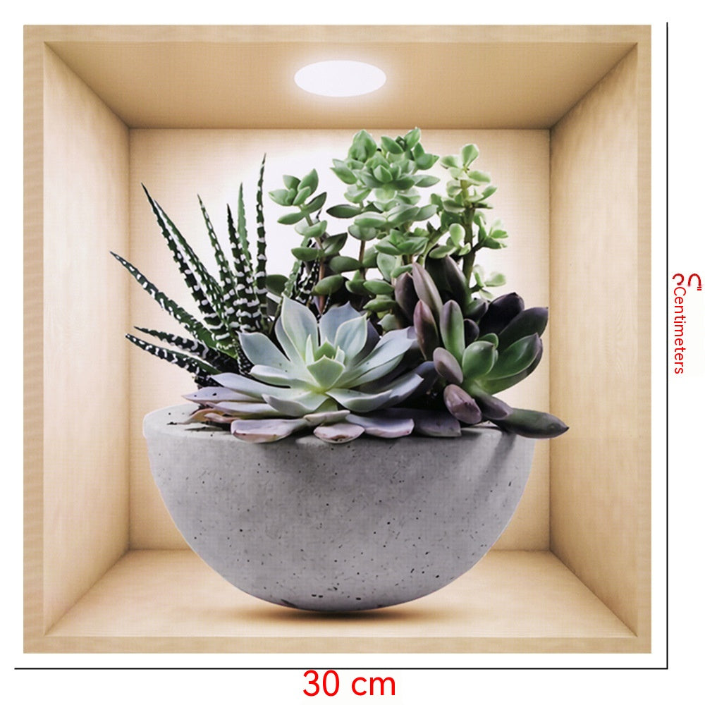 Adesivo fiori e vaso 3D