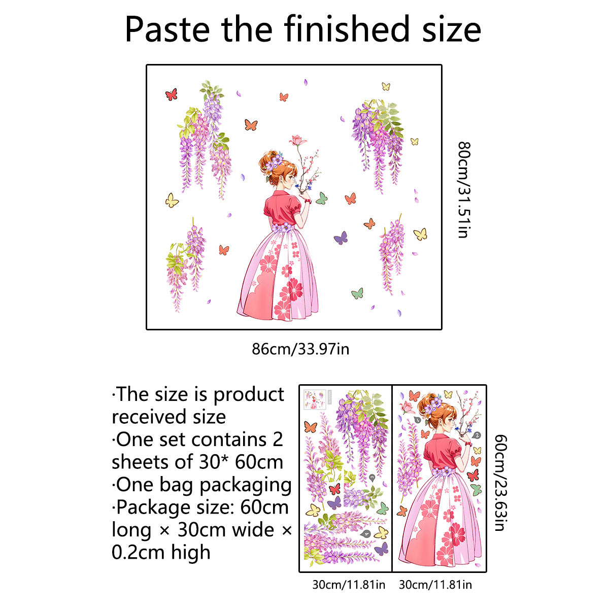 Adesivo farfalla fiori