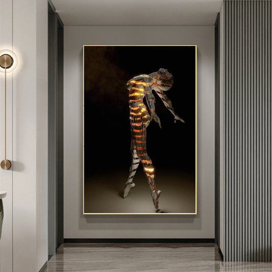 Quadro su tela Donna body art strisce dorate
