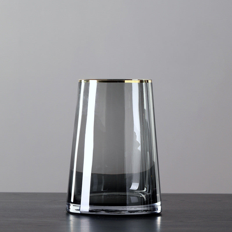 Vaso in vetro bordo dorato