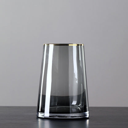 Vaso in vetro bordo dorato