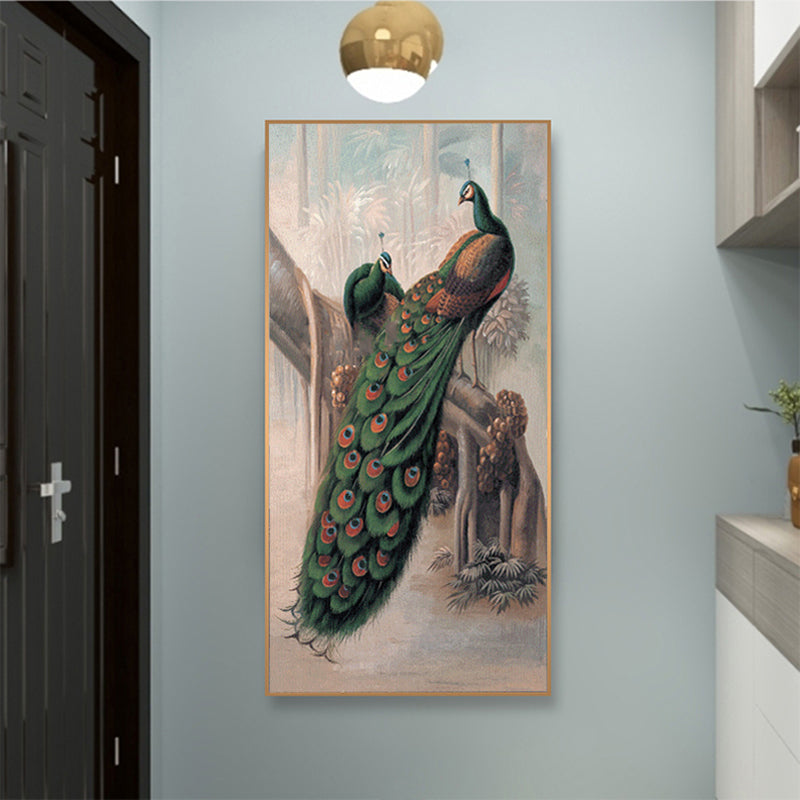 Poster Pavone blu e oro