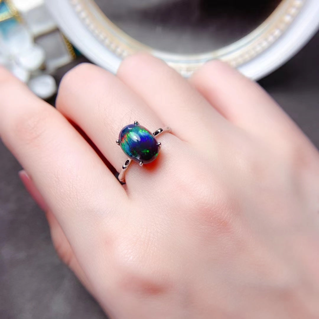 Anello Opale Nero Mosaico