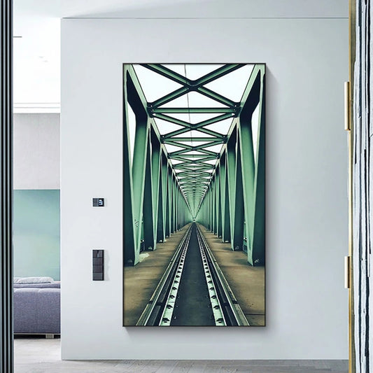 Quadro su tela Scala spirale gialla prospettiva centrale