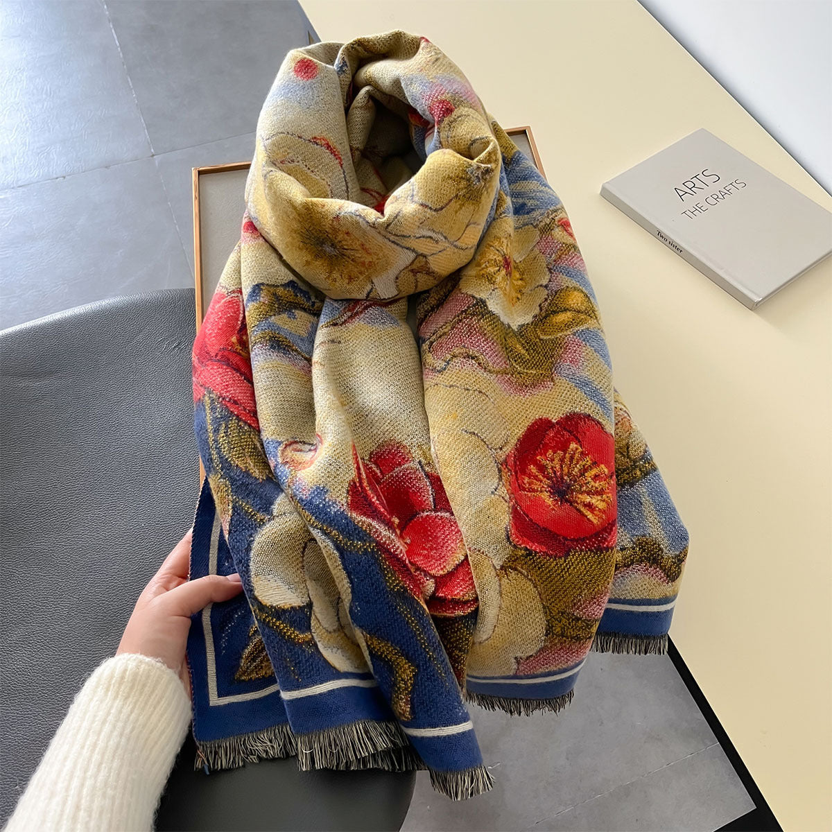 Sciarpa jacquard invernale dipinti