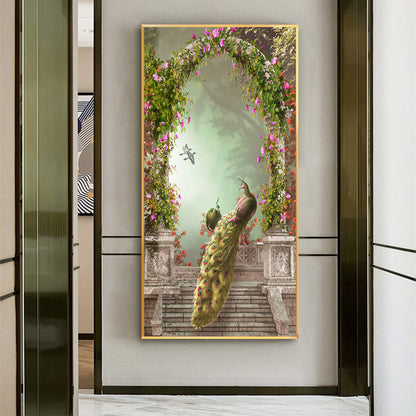 Poster Pavone blu e oro