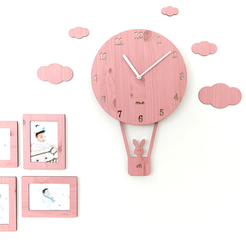 Orologio da parete Mongolfiera rosa nuvole