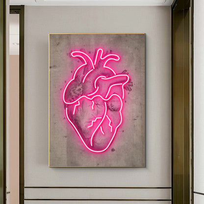 Quadro Cuore Neon Astratto