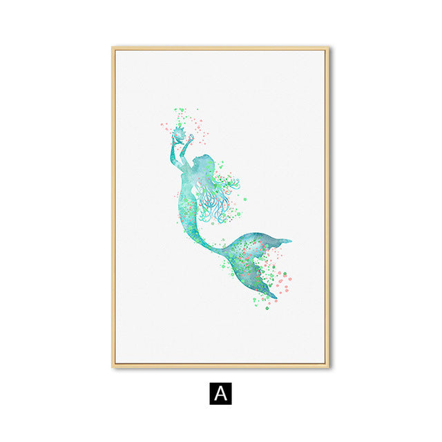 Quadro sirena blu minimale