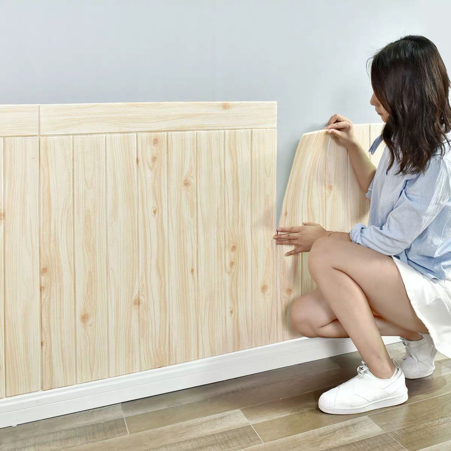 Adesivo Murale Legno 3D