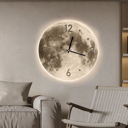 Orologio da parete Luna con halo luminoso