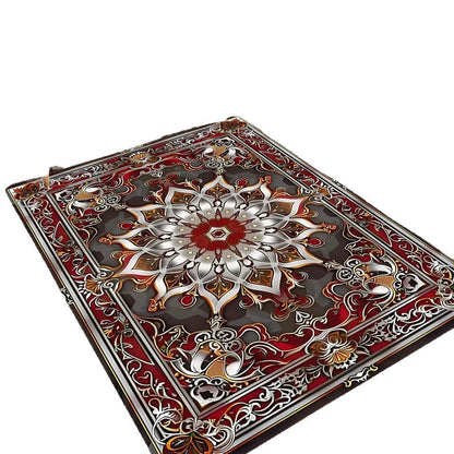 Tappeto mandala rosso e oro
