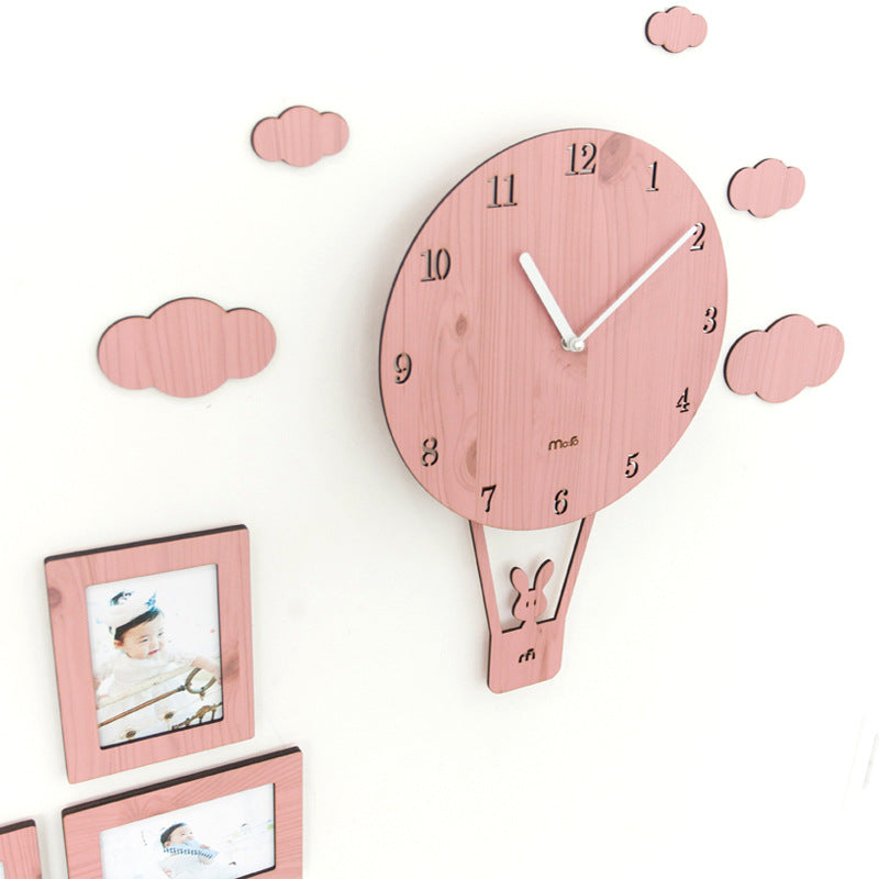 Orologio da parete Mongolfiera rosa nuvole