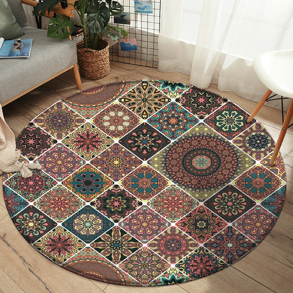 Tappeto rotondo mandala patchwork colorato