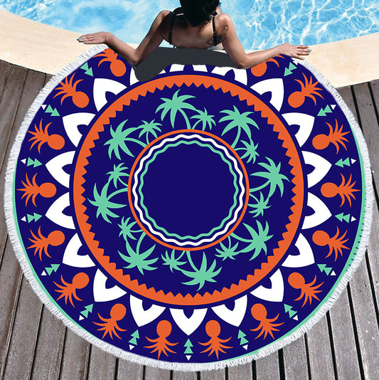 Telo mare mandala rotondo rosa blu