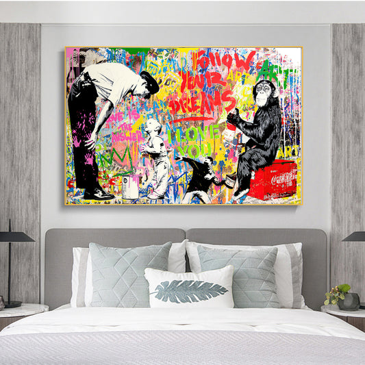 Quadro su tela Scimmie street art