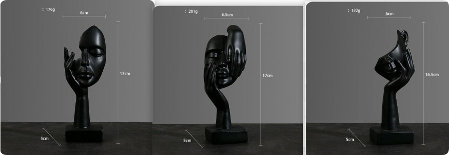 Sculture volti dorate emozioni tre