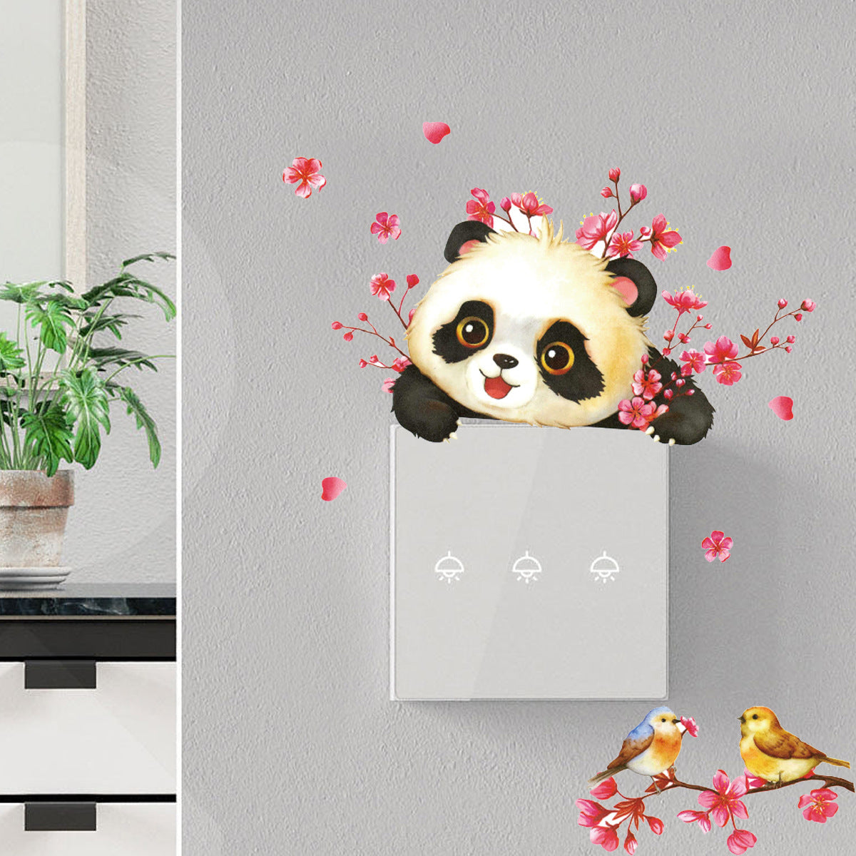 Adesivo panda e fiori