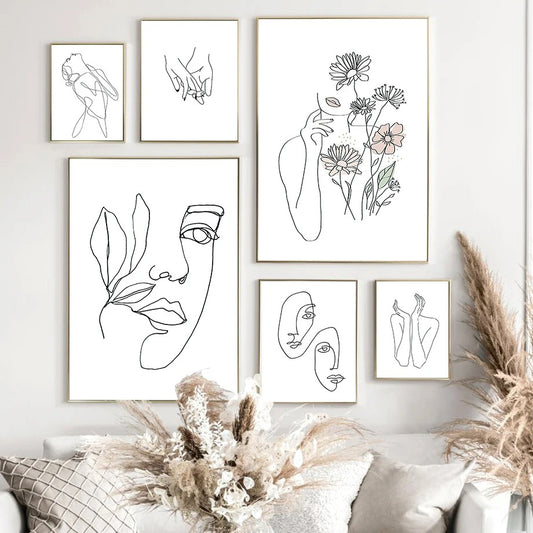 Adesivo murale Volto di donna in linee