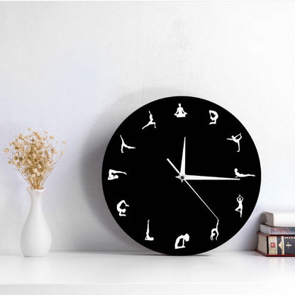Orologio da parete Pose yoga nere