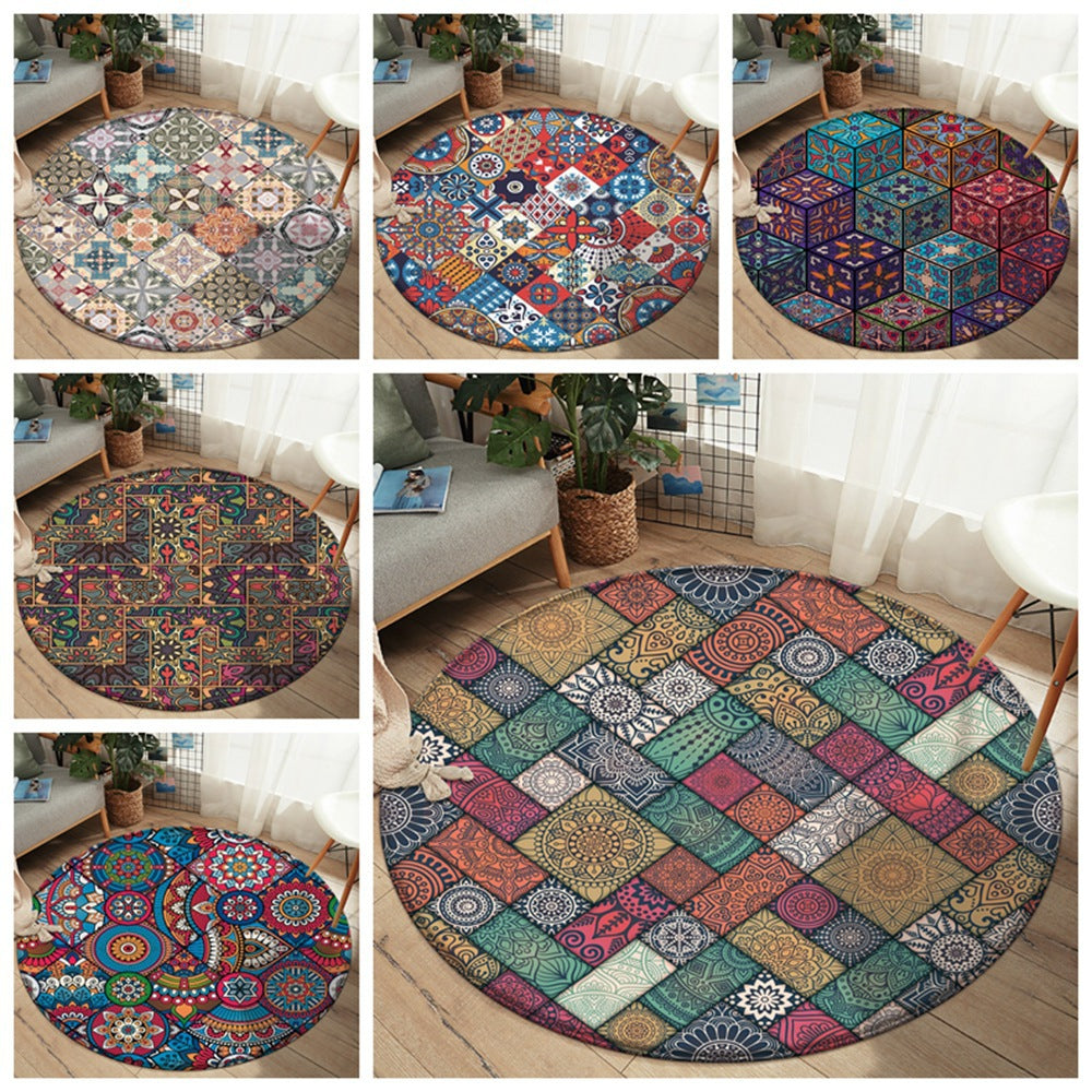 Tappeto rotondo mandala patchwork colorato