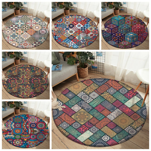 Tappeto rotondo mandala patchwork colorato